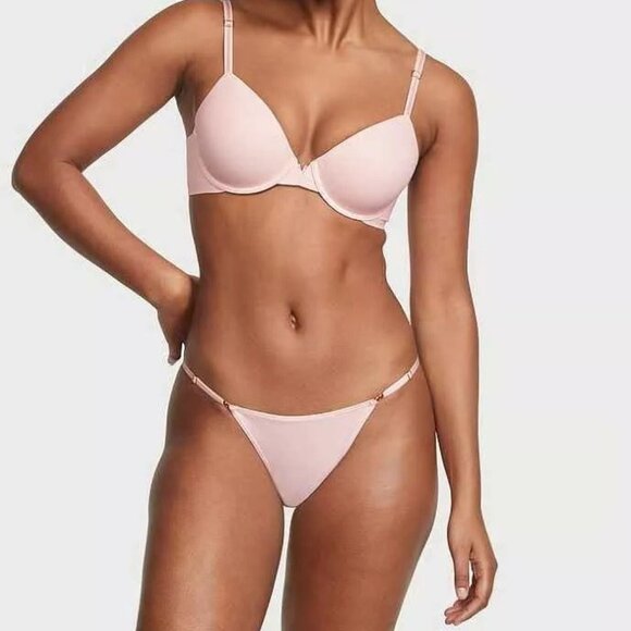 Victoria Secret Love Cloud Adjustable String Bikini Panty M L Pink Smooth - Picture 2 of 6